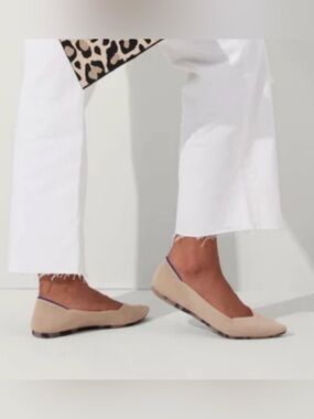 Rothy's The Point OG Flats Ecru Tortoiseshell Sole Neutral Washable Knit Shoes 8